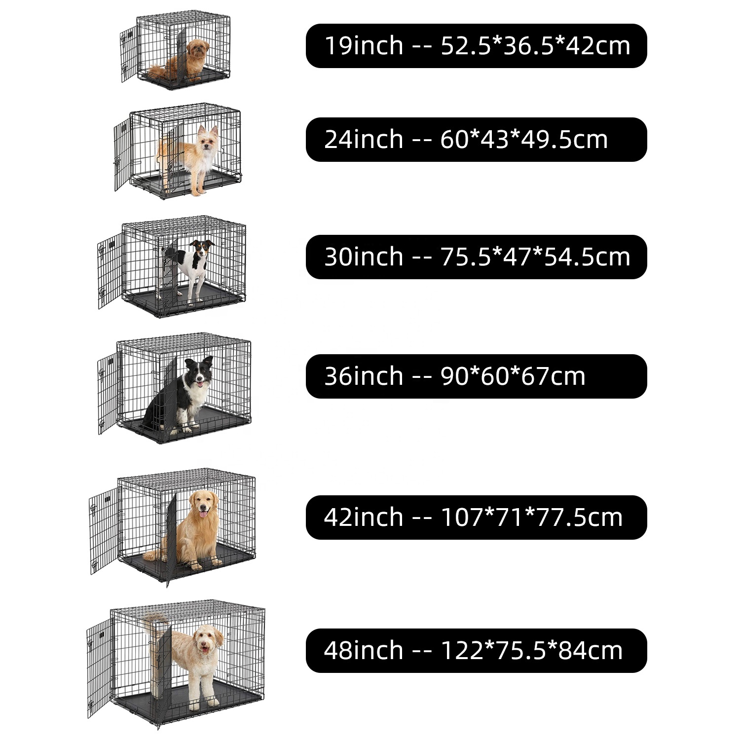 Wholesale custom double doors 48 inch metal large pets crates dog cages