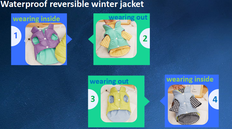 Warm Comfortable Dog Clothes Reversible Pet Clothes for Cat Dog