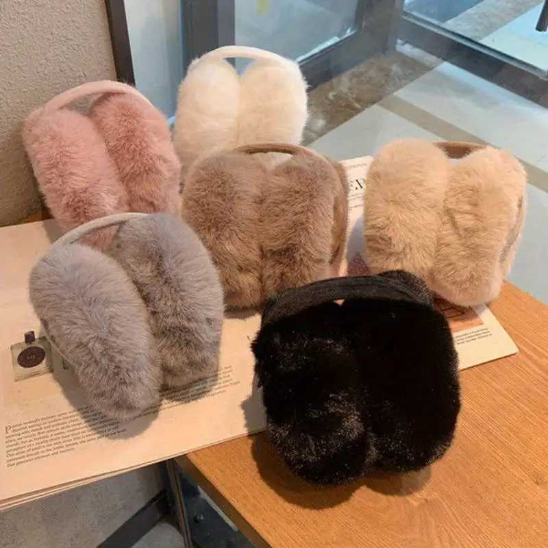 Winter warm folding earmuffs solid color thick earmuffs anti cold plush earmuffs W241126