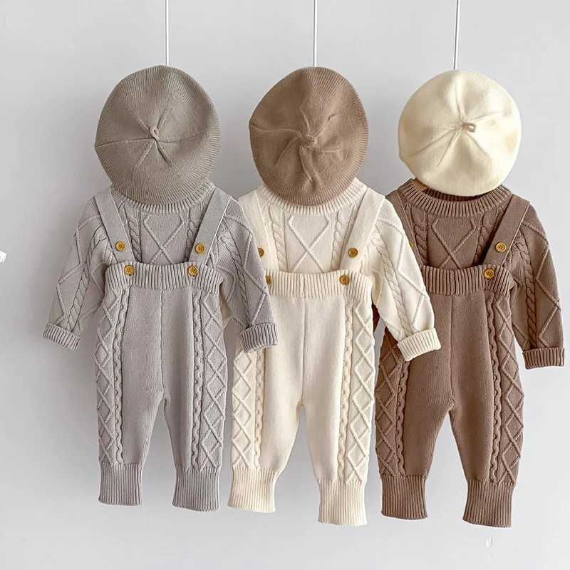 Clothing Sets Autumn Spring Korean Style Newborn Baby Girls Boys Solid Color Knitting Clothing Set Sweater Overall Children Clothes Suit H241126