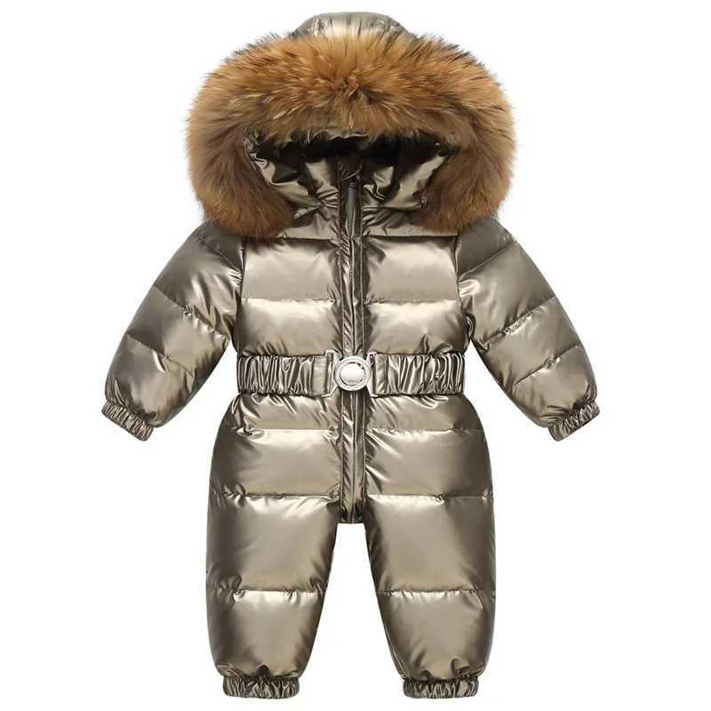 Down Coat Winter Ski Suit Baby Jumpsuit Boy Overalls Warm down jacket Kids toddler girl Clothes Children Clothing faux fur coat overcoat H241123