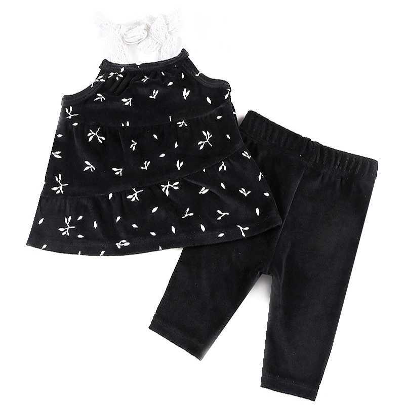 Clothing Sets Baby girls top skinny pants kids set new fall autumn winter velour clothes girls top 3 diagonal closed layers size 3m-36m H241126