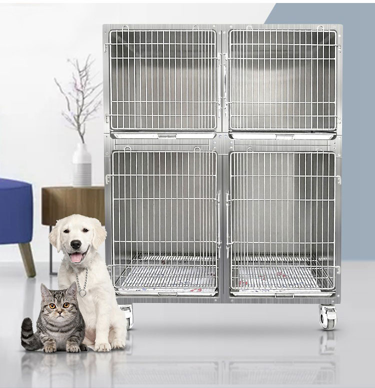 Wholesale High Quality Stainless Steel Veterinary Cage For Pet (model A) with tray and mesh
