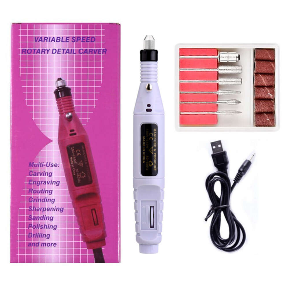 Electric Nail Drill Machine Art Salon Manicure File Polish Tool+6 Bits Pedicure 20000RPM Herramienta De Pulido De Lima De Manicura Taladro Electrico P