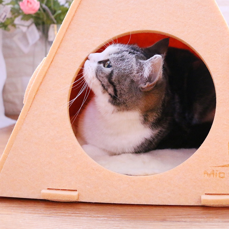 Removable Cat House triangle-shaped Felt Nest Mat Cat House Kennel Pet Supplies