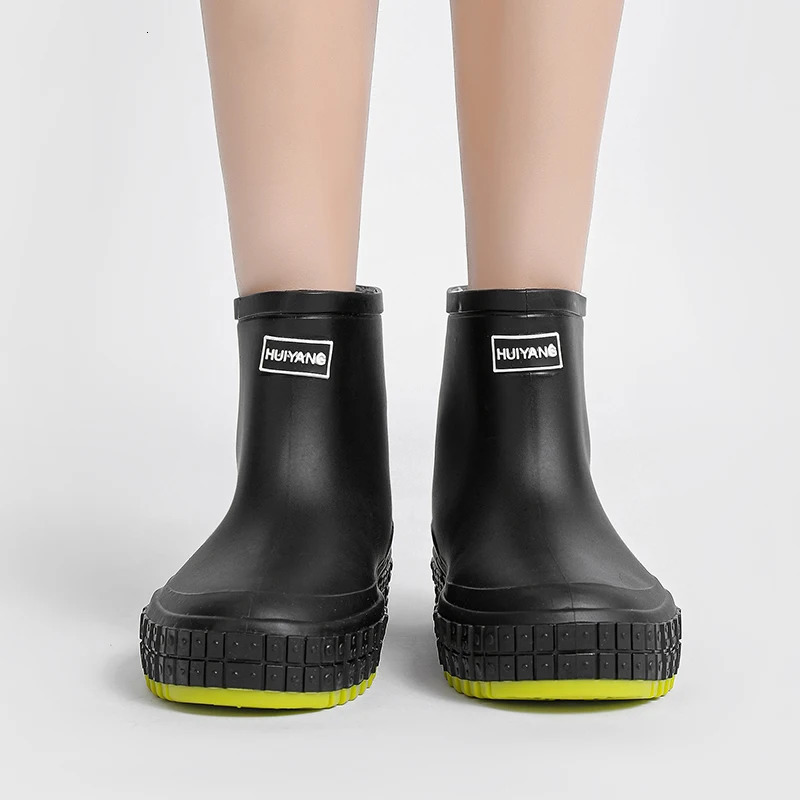 Parzival Womens Rain Shoes Waterproof Rubber Boots Womens Casual Anti slip Apartment Rain Boots Womens Insulated Garden Galoshes 241126