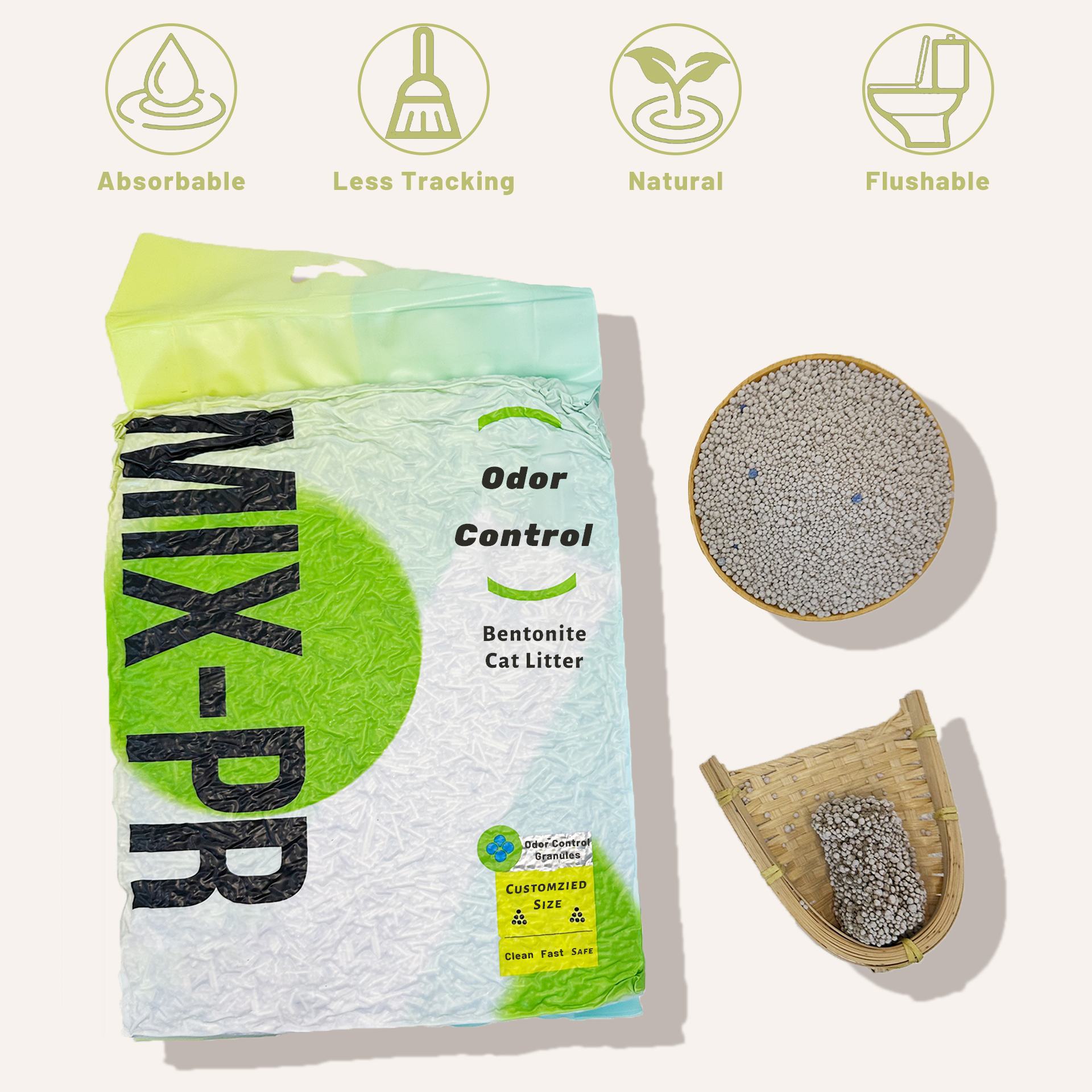 OEM Manufacturers hot sale bentonite premium cat litter carbon bentonite sale sand colorful granule crushed bentonite cat litter