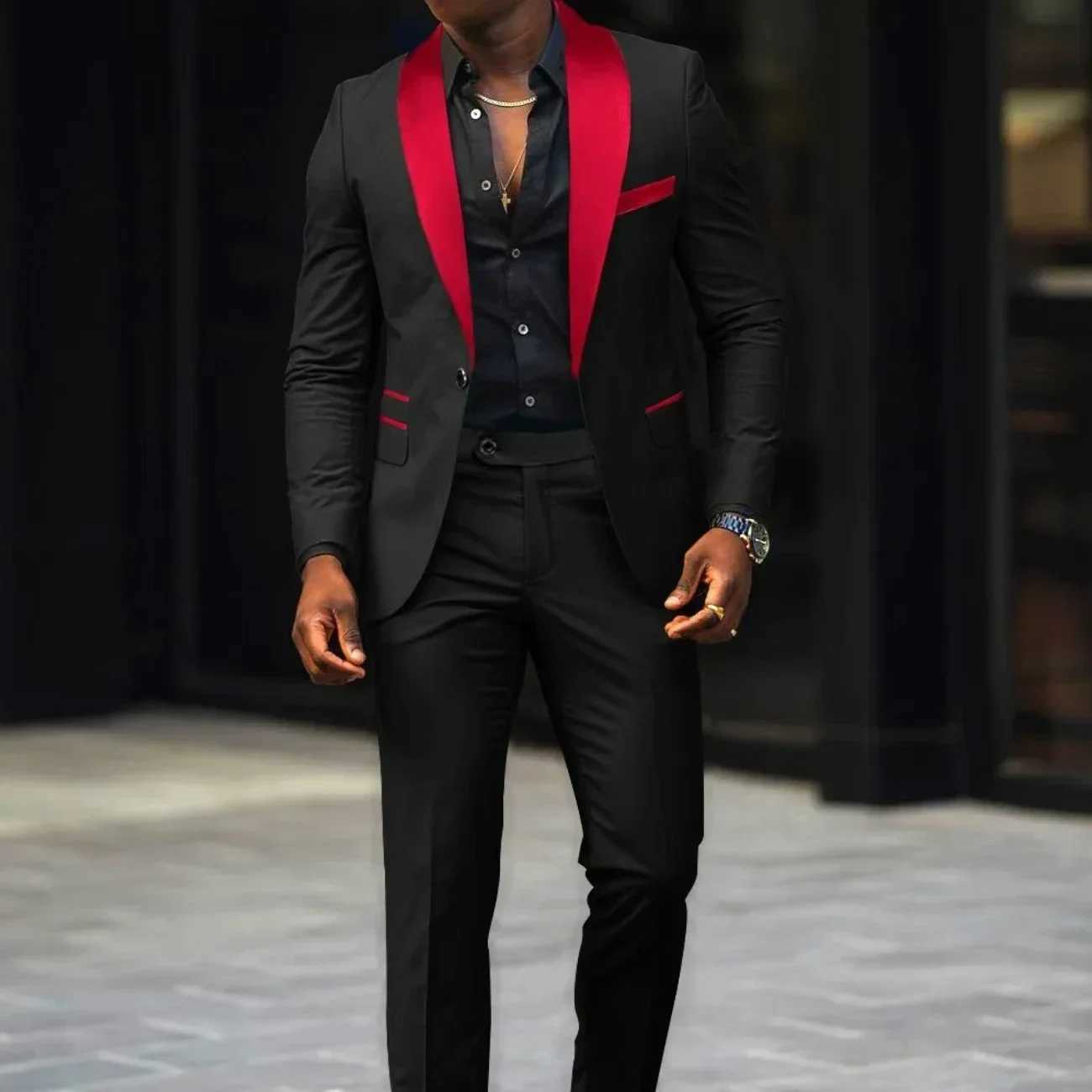 Mens premium 2-piece jacket and pants set shawl lapel set wedding business mens jacket X241126