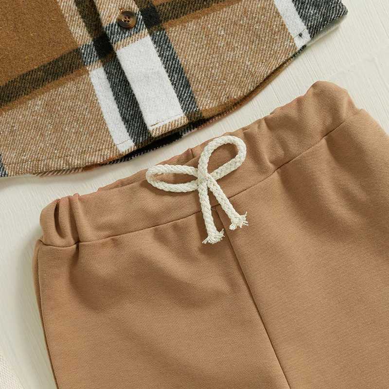 Clothing Sets Kids Baby Boy Autumn Clothes Outfits Plaid Print Long Sleeve Shirt and Elastic Pants 2 Piece Sets for Toddlers 0-5Years H241126