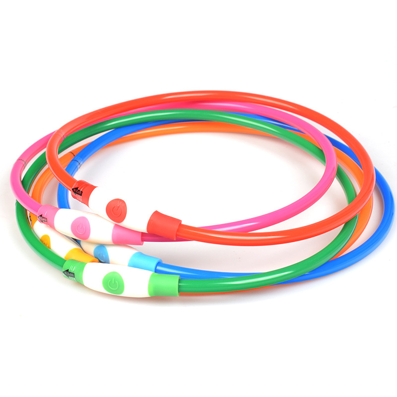 Waterproof USB Rechargeable Silicone LED Dog Collar Multicolor Night Safety Flash Glow Rechargeable Luminous Pet Dog Collar