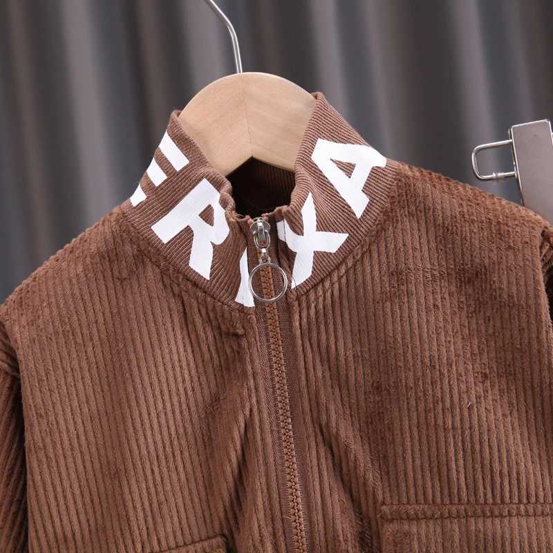 Clothing Sets Spring Baby Boys Clothing Set Corduroy Zipper Jacket Coat + Pants 2Pcs For 1-5 Years Kids Casual Outifts Children Tracksuit H241126