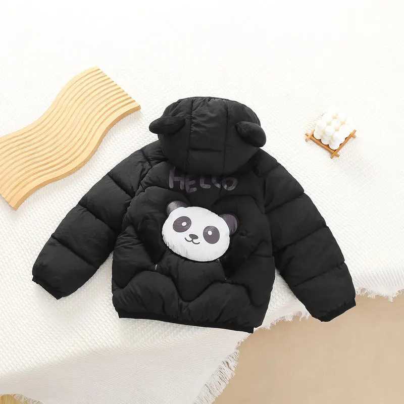 Down Coat Cute panda childrens winter warm coat for boys and girls hooded short down cotton autumn cartoon clothing H2411235JCD