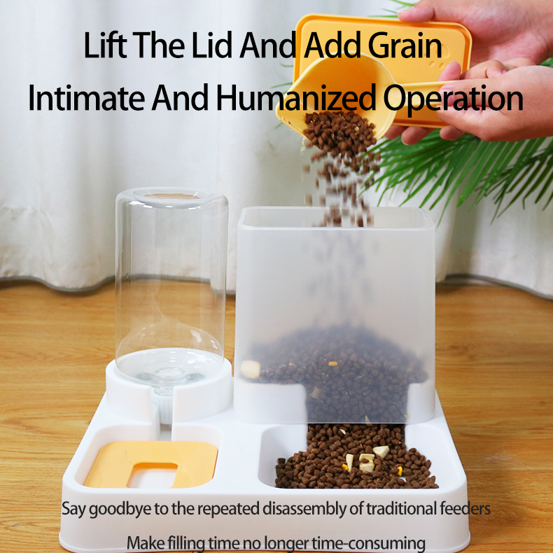 Hot Sale Semi-automatic cat feeder Water dispenser Integrated cat food bowl Double bowl anti-upset water feeder