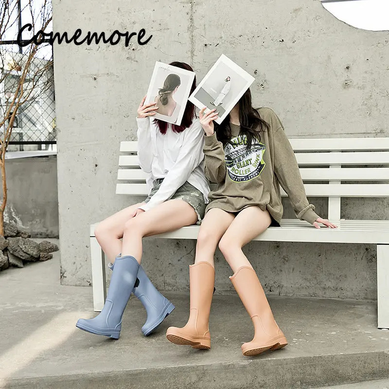Womens Fashion Rain Shoes Womens Outdoor Wear Water Shoes High Rain Boots Waterproof Rubber Shoes Autumn Galoshes 241126
