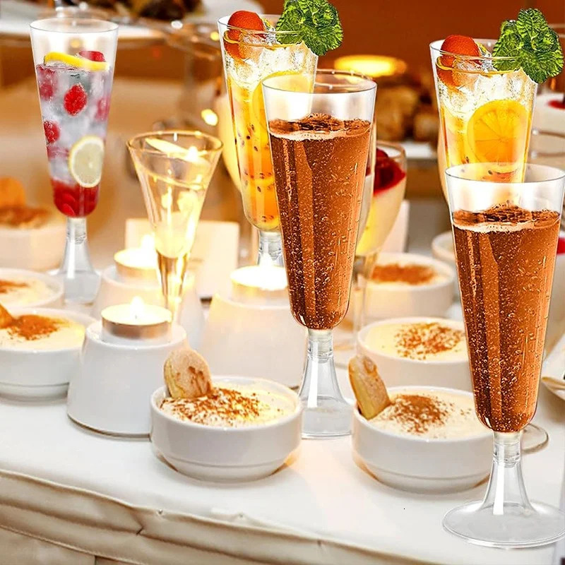 25pcs 150ml disposable sparkling glass champagne bar glass plastic champagne flute transparent Toasting glasses for wedding parties 241126