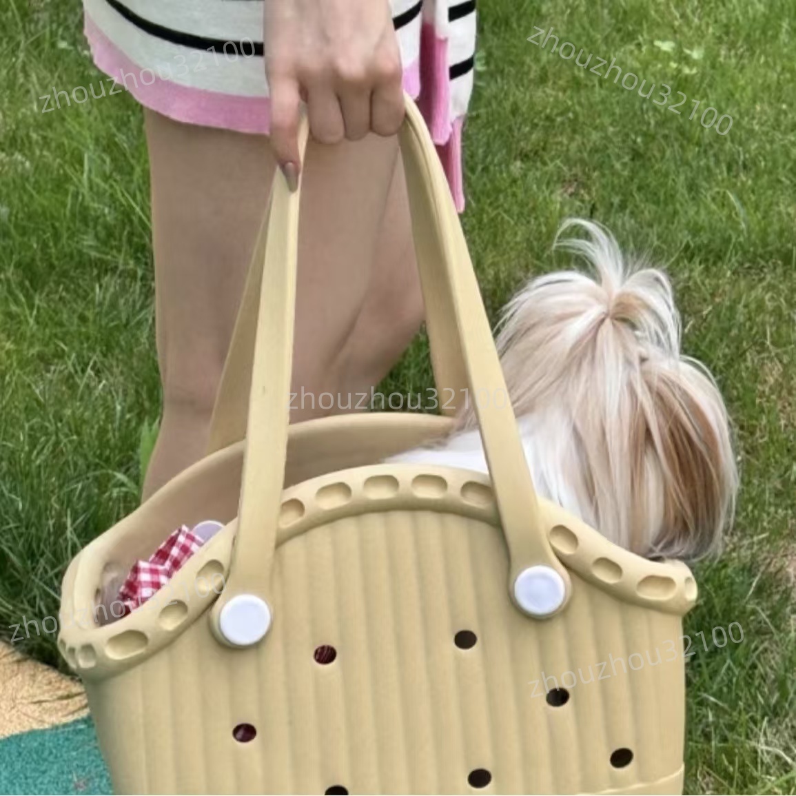 Dog 2024 new EVA pet bag ultra light portable waterproof to go pet bag Cat dog hole bag beach bag bag Macaron color 9