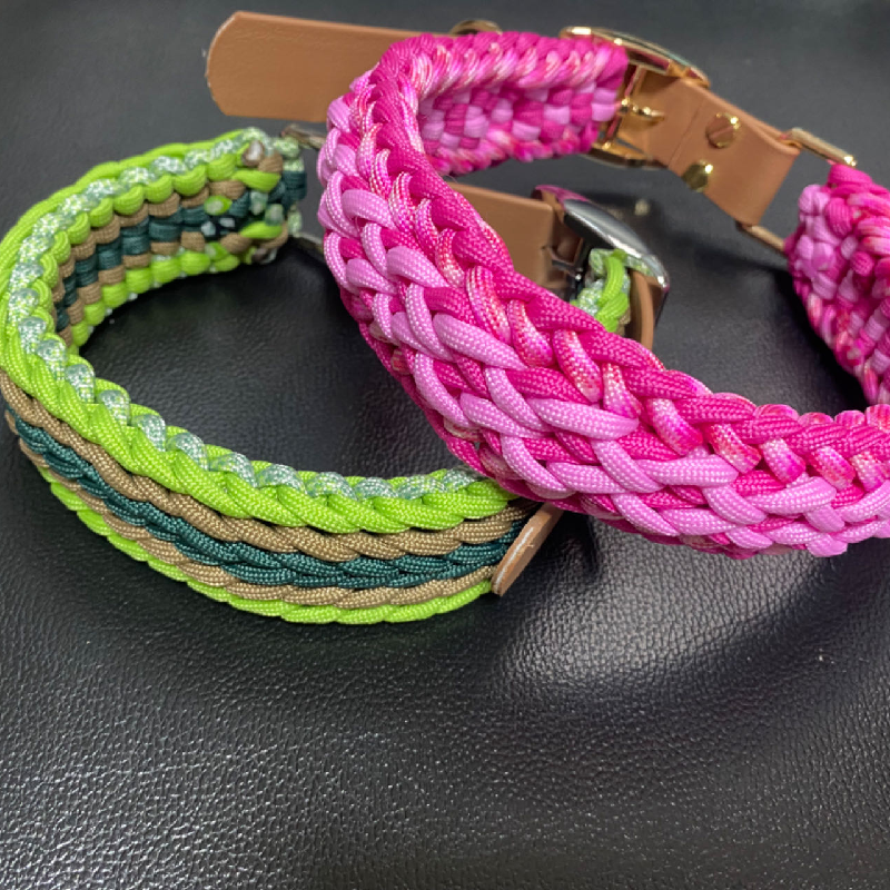 CUSTOM Logo Macrame Handmade Braided Nylon Rope Collar Collier Pour Chien Corde S M L XL Paracord Dog Collar And Lead Leash Set