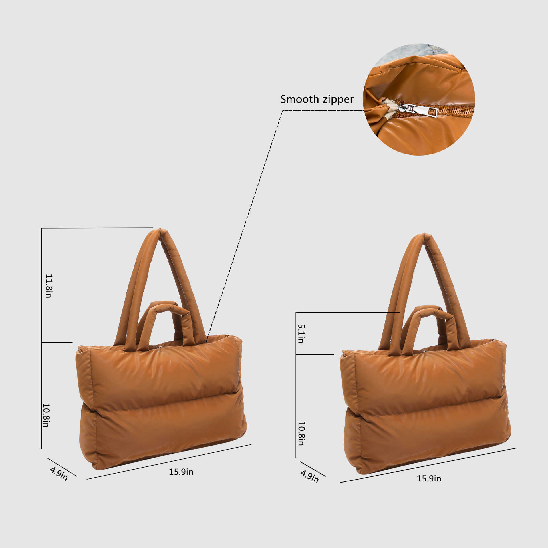 Down bag, cotton jacket, women's bag, simple clip on cotton space bag, shiny surface, hand-held shoulder bag, large capacity tote bag 241126