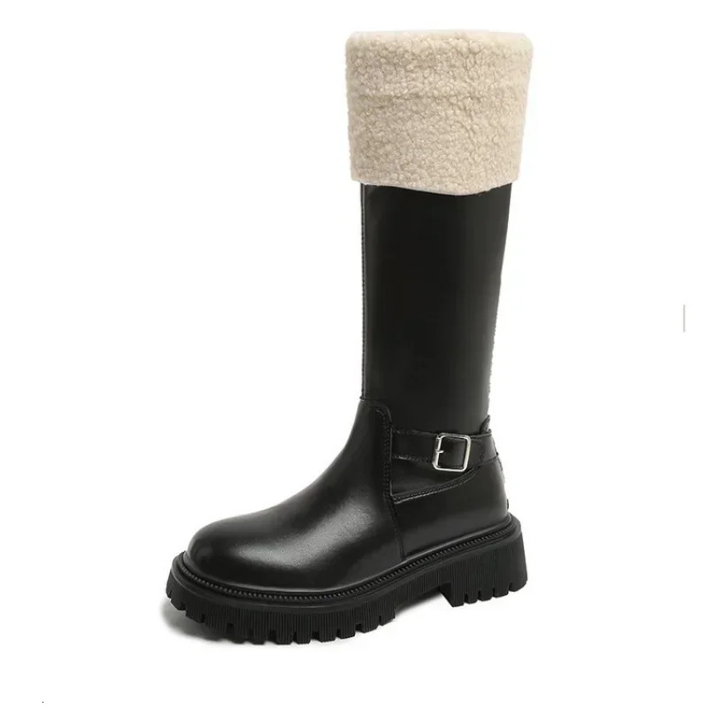 Snow Boots For Women Round Toe Female Shoes Zipper Flat Heel Winter Footwear Boots-Women Ladies 2024 Over-the-Knee Med Short Plu 241126