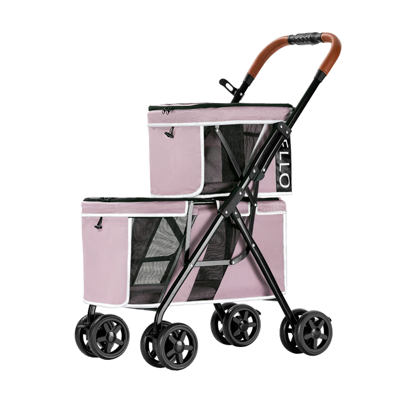 Factory wholesale cheap Dog Cat Double Stroller with Light Weight, Dog Stroller for 2 Small Dogs Traveling