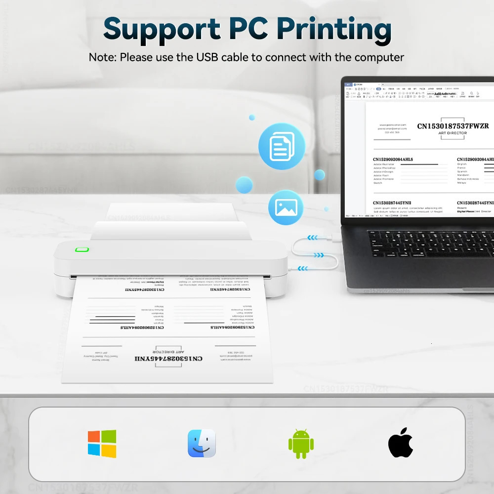 Portable A4 thermal printer with no ink Bluetooth po PDF document printer Memo Note tattoo printer Wireless tattoo template printer 241125