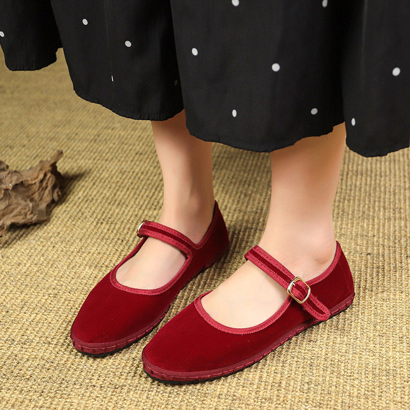 Elegant Mary Janes Flats Women Black Buckle Strap Shallow Casual Ballet Shoes Ladies Spring Autumn Canvas Loafers 240906