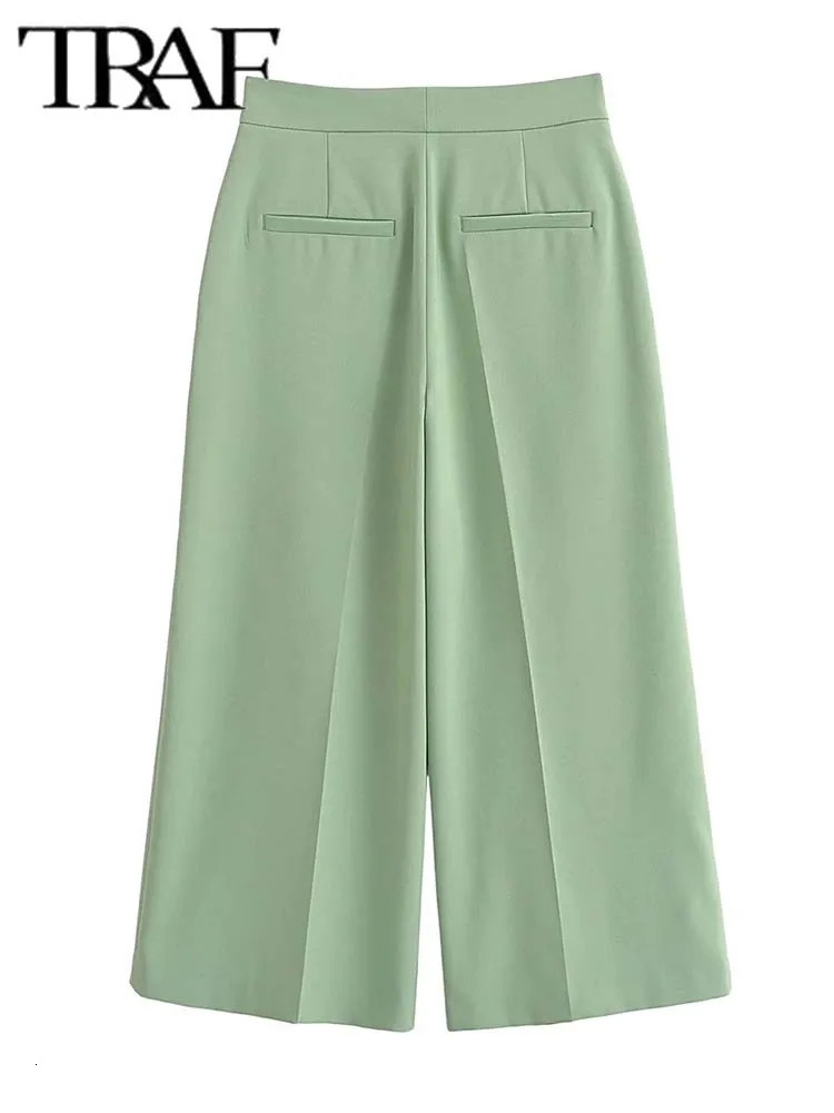 TRAF Long Pants 2 Pieces Sets for Women Fashion Sleeveless Crop Top Womens Suit Two Piece Set Outfit 240423