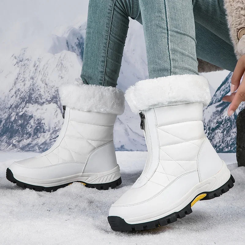 Winter womens snow boots anti slip outdoor waterproof womens warm boots Botas zipper womens cotton boots Plus size 42 241126