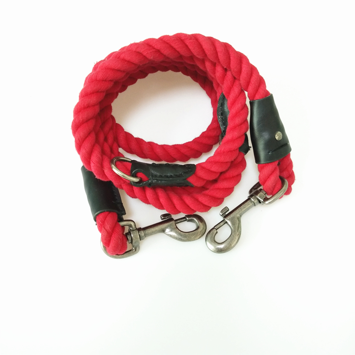 High quality Pet products round nylon rope dog leash chain with a comfortable handle for large dogs ring dog chain