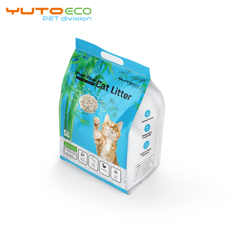 High Quality Low Dust Ecofriendly Plant Fiber Dust free Cat Sand Bamboo Cat Litter Fast Clumping Cat Litter
