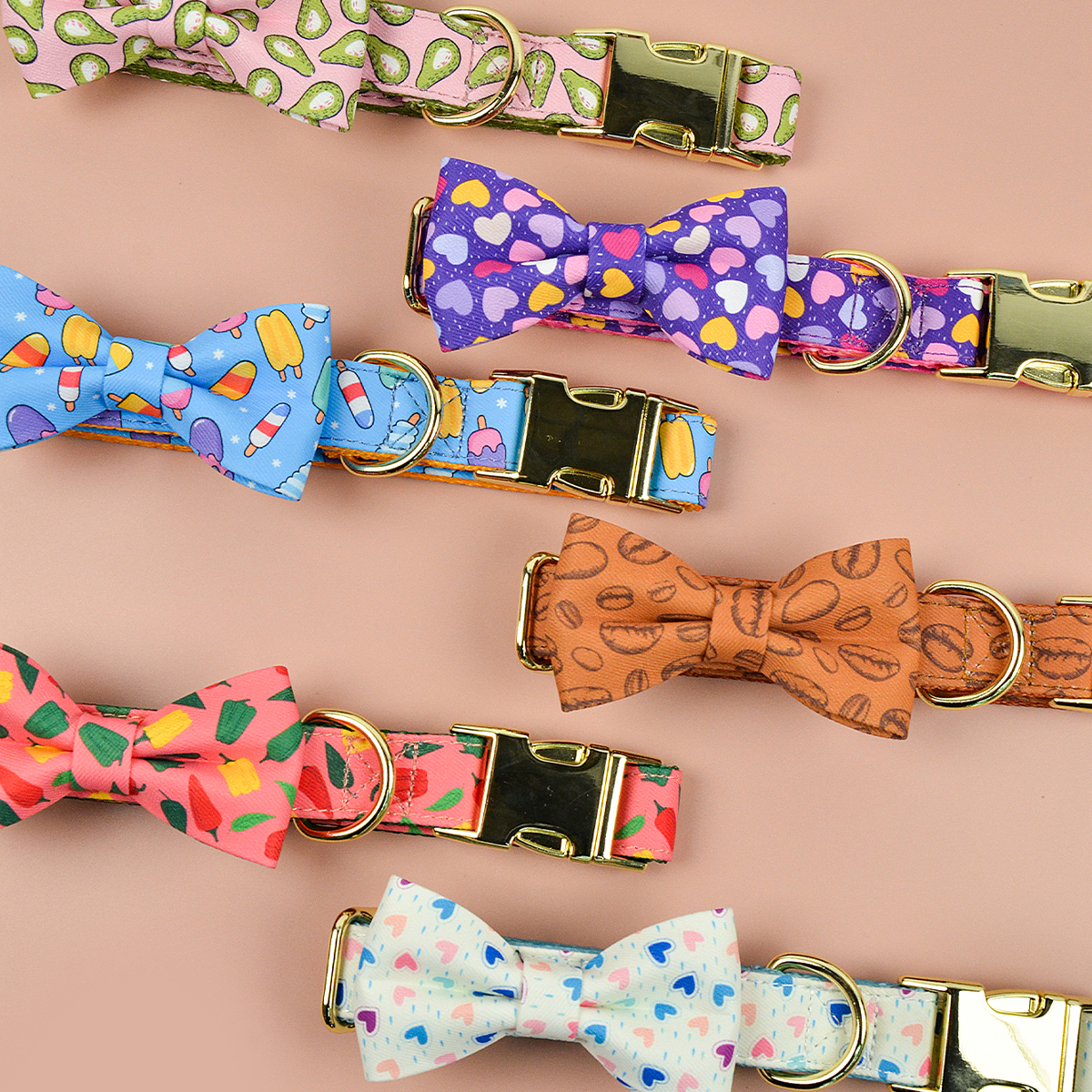 MIDEPET Factory Wholesale High Quality Sublimation Gold Pet Dog Collar Manufacturer Dog Sprint Collar With Bow Tie