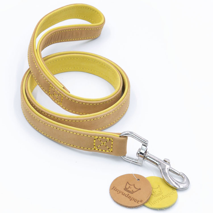 Factory Wholesale Genuine leather dog show Pet Leads Luxury High Quality Real Genuine Leather For Dog Leash and collar set
