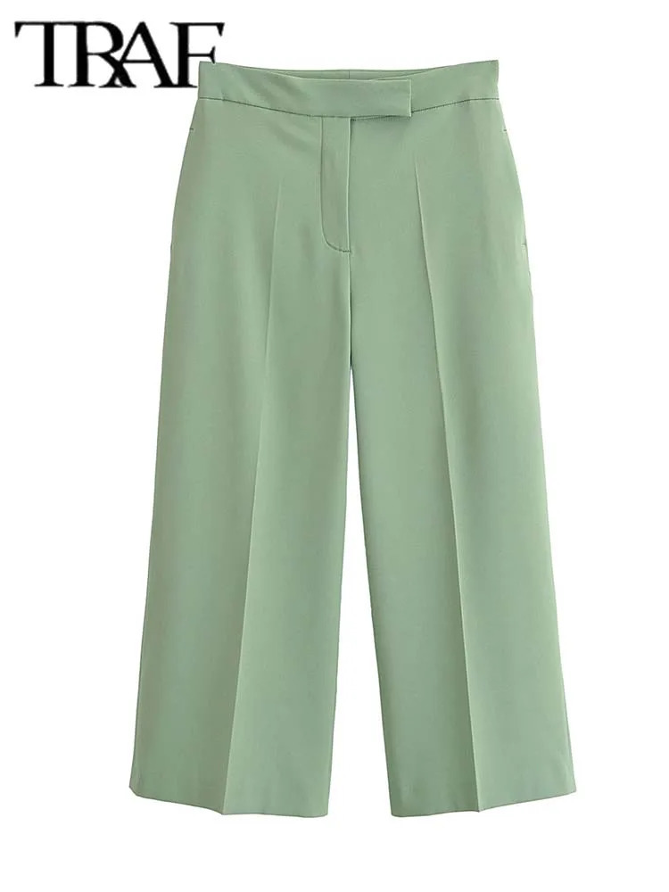 TRAF Long Pants 2 Pieces Sets for Women Fashion Sleeveless Crop Top Womens Suit Two Piece Set Outfit 240423