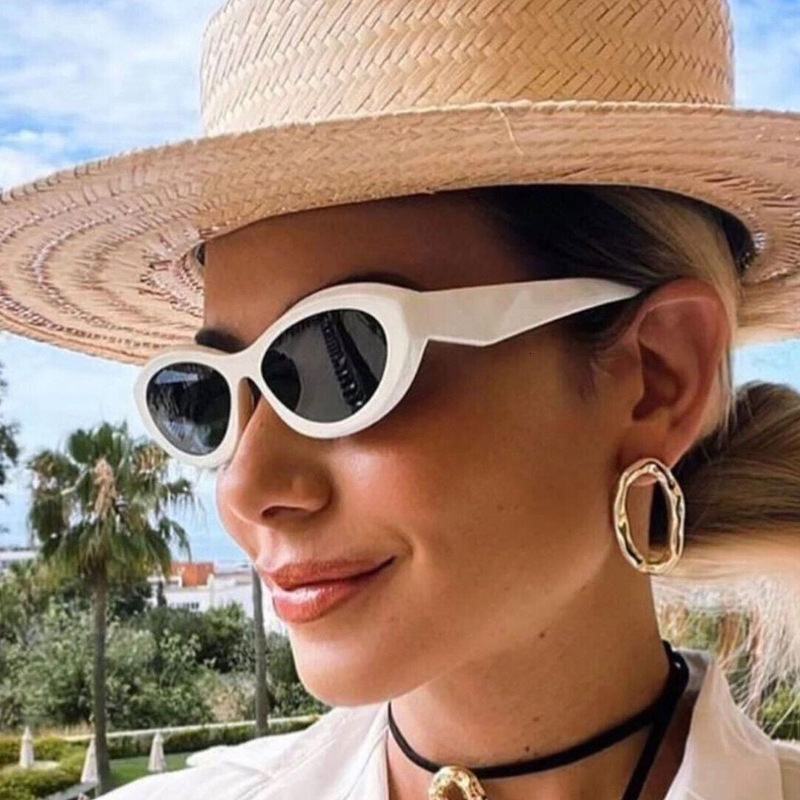 Men's and women's elliptical small frame cat-eye sunglasses, fashion trend sunscreen sunglasses net red sunglasses