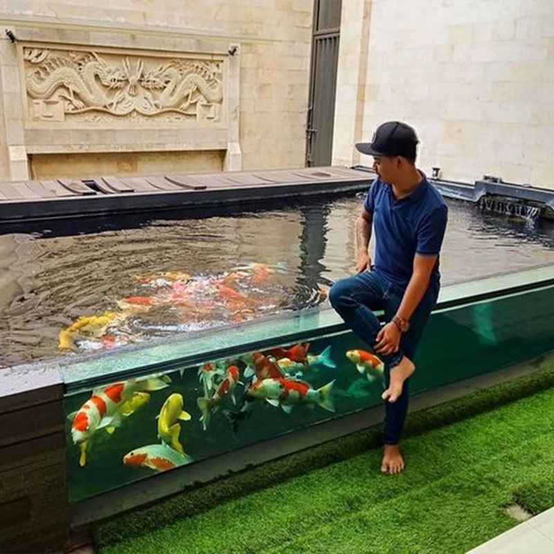 indoor large fiberglass portable lightweight outdoor glass window 5000 gallon fish tank aqerioum aquarium koi fish tank