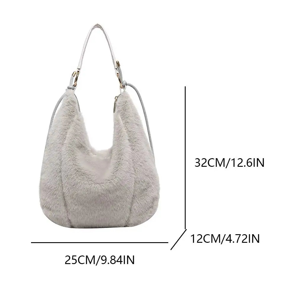 Women Plush Shoulder Bag with Adjustable Strap Crossbody Large Capacity Tote Handbag for Work Travel 241125