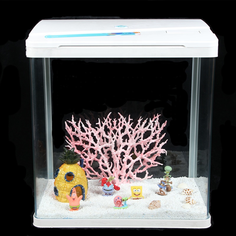 XC-520 Desktop Living Room HD Glass Mini Mute Aquarium Hot Bending Small Goldfish Landscaping Fish Tank