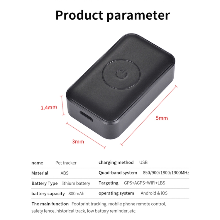 With Good Product Quality P03 2G Waterproof Pet GPS Tracker GPS+AGPS+WiFi+LBS Locator