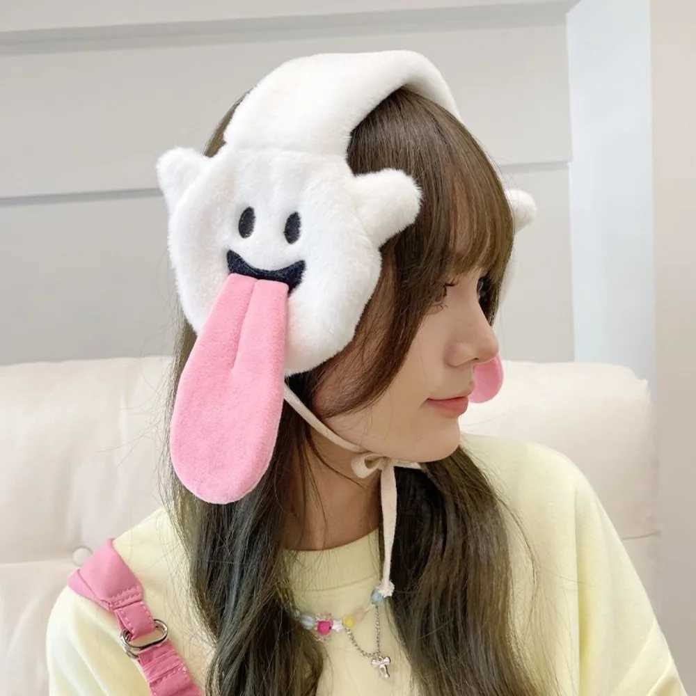 Kavay cartoon ghost plush earmuffs warm fur interesting earmuffs accessories for couples Halloween gifts for women W241126