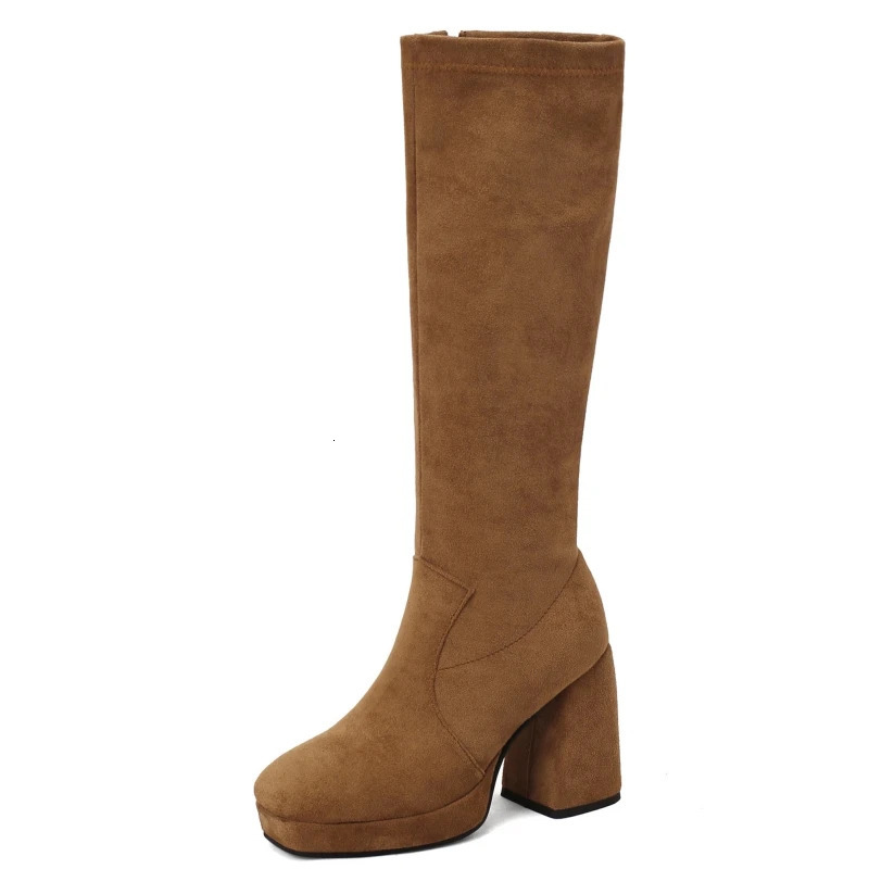 Elegant Knee High Boots Women Shoes Autumn Winter Womens High Boot Soft Suede Zipper Long Party Shoes Ladies Large Size 45 241114