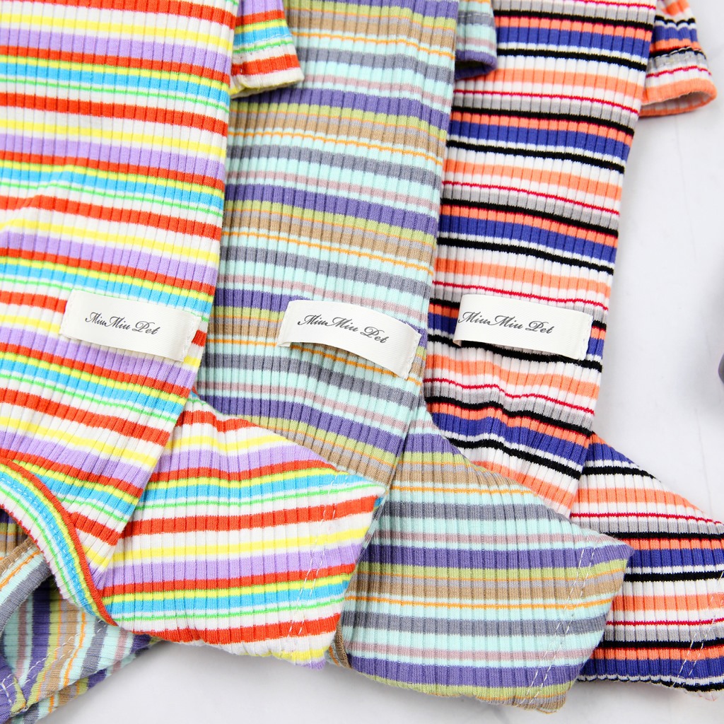 Cotton 4 legs pet pajamas colorful stripe dog pajamas lightweight soft pullover nighty for dogs cats pet clothes factory
