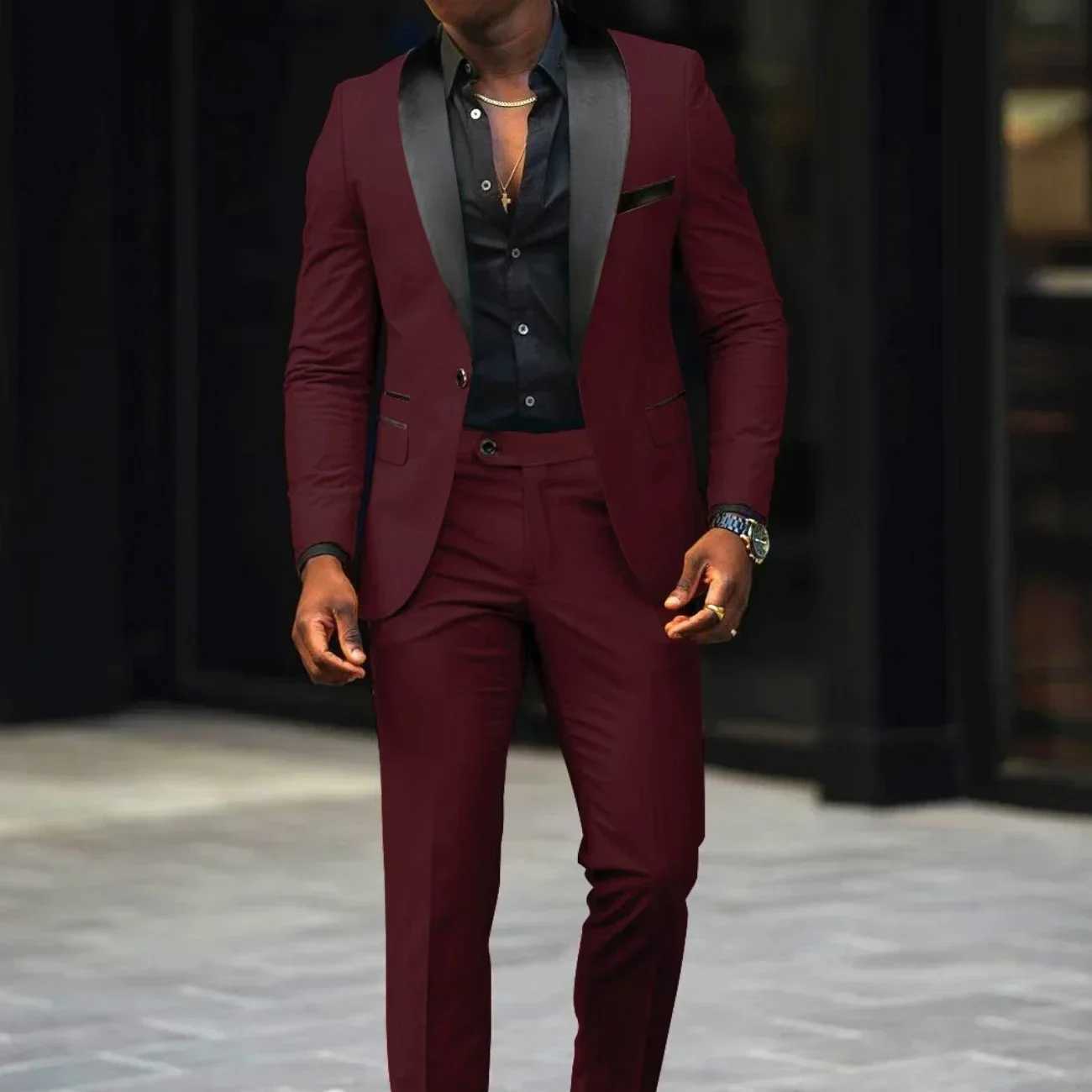 Mens premium 2-piece jacket and pants set shawl lapel set wedding business mens jacket X241126