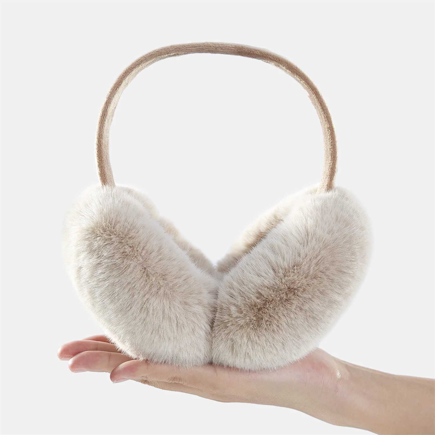 Anjj Light Brown Earmuffs 2024 Hot Sale High-End Soft Plush Imitation Rabbit Fur Ear Muffs Fashion Easy to Match AccoriesXJ241126