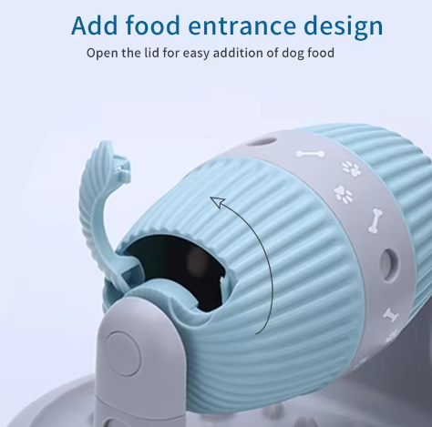 Custom wholesale Adjustable Height IQ Puzzle Training Dog Slow Feeder Cat Rotating Leakage Roller Toy Pet Food Dispenser Bowl