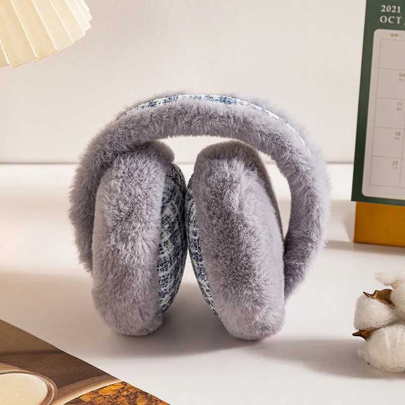 Winter Warm Earmuffs for Men Women Outdoor Ear Protectors Anti-freezing Thickened Foldable Soft Fashion Houndstooth Ear MuffsXJ241126