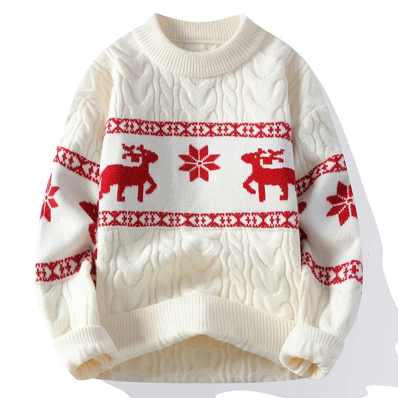 Autumn/Winter Cashmere Sweater Mens Thick Warm Mens Sweater and Deer Korean Harajuku Christmas Parachute 241126
