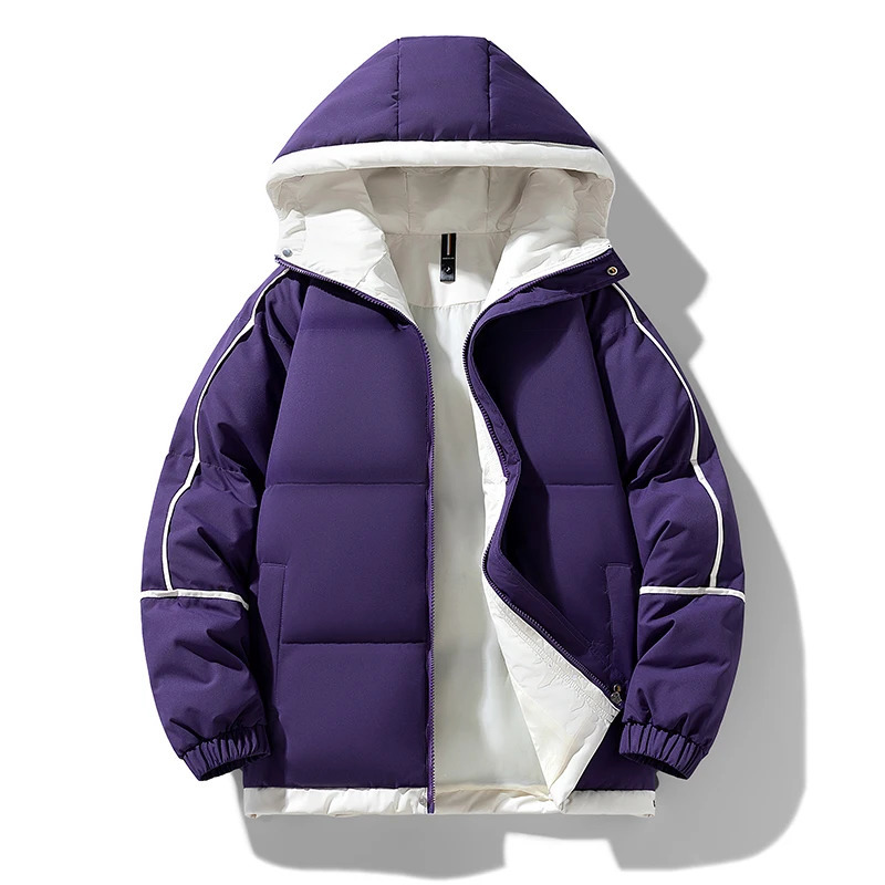 Puffer jacket mens thick warm winter jacket mens solid Parkas unisex hooded jacket fashionable casual couple clothing top 241121