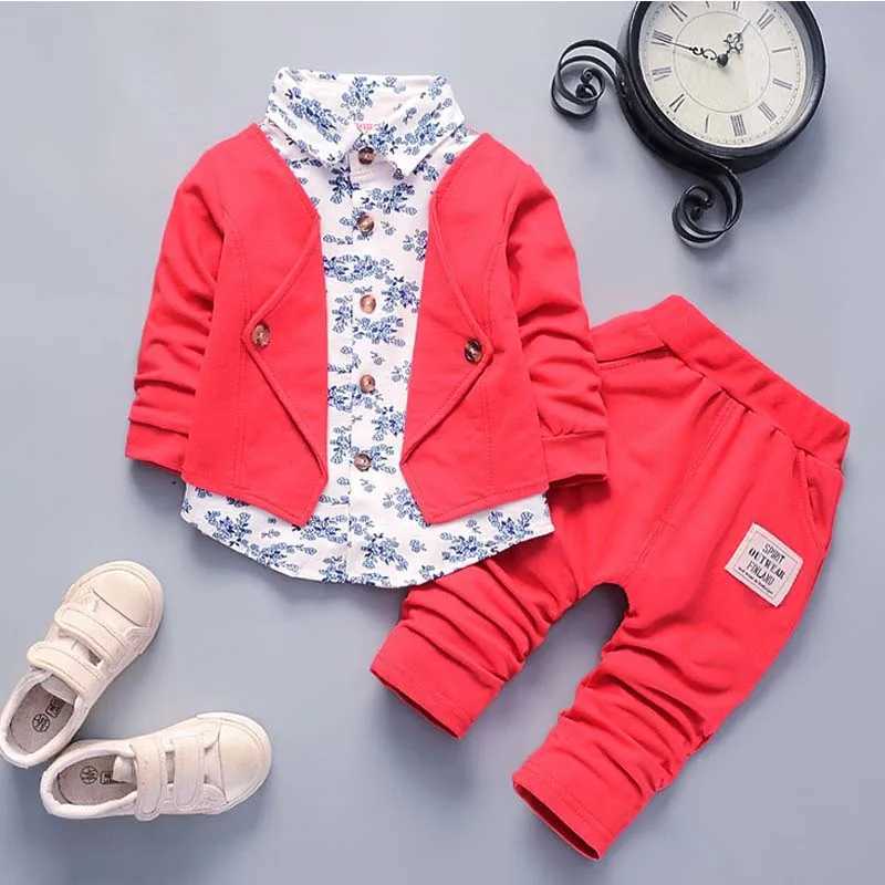 Clothing Sets Spring Autumn Boys Clothes Infant Gentleman Suit Toddler Children Flower Coat Pants 2Pcs Sets Kid Casual Tracksuits For Baby H241126