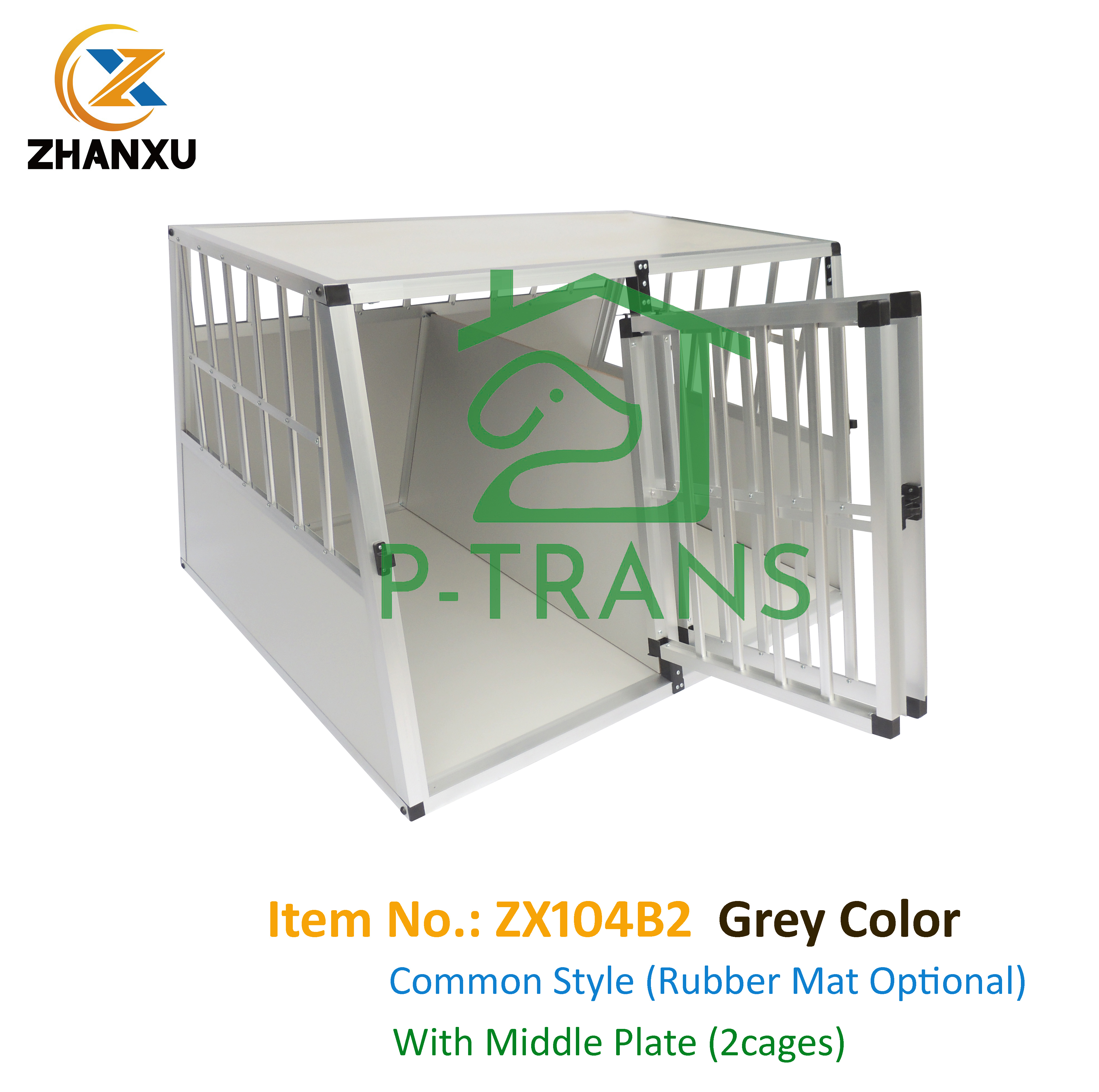 Dog Transport Box Aluminium Travel Car Cage ZX104B2-G-BL