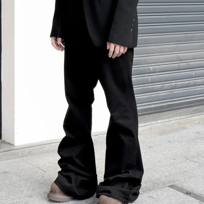 PFNW Mens Denim Pants Street Wide Leg Flared Jeans Summer Trend Mens Straight Trio Black Style 12Z6022 241126